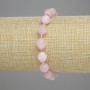 Bracelet Pink Quartz Faceted Bead, diameter 10x8mm±, seed beads 3mm±, length 18cm±, stretch