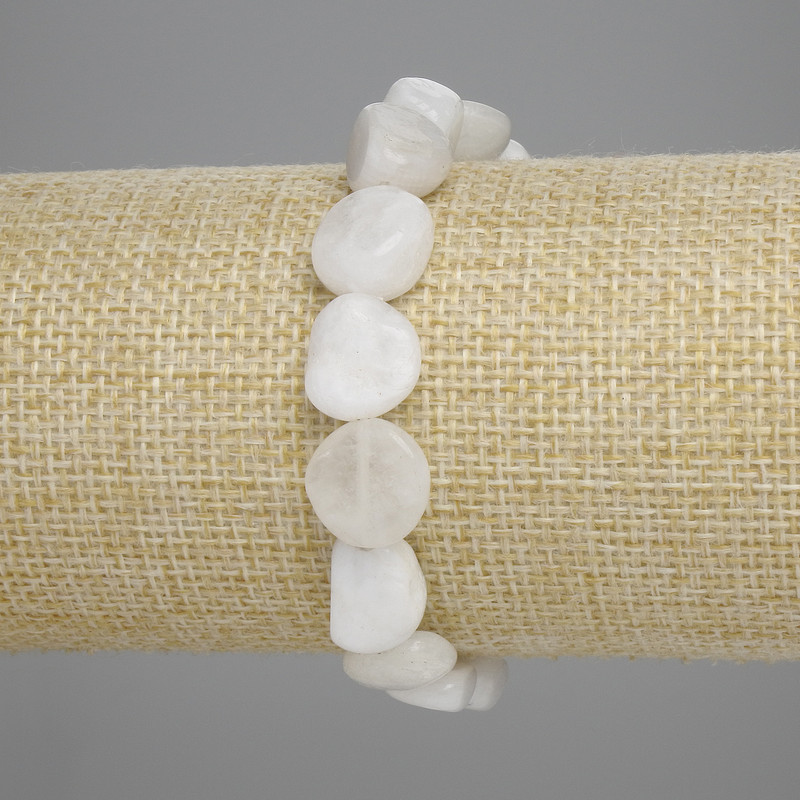 Adularia Pebble Bracelet, 11-12×10-12mm diameter +/-, 18cm length, elastic
