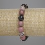 Rhodonite Bead Bracelet, Faceted Round Beads Ø10mm, Stretch 18cm