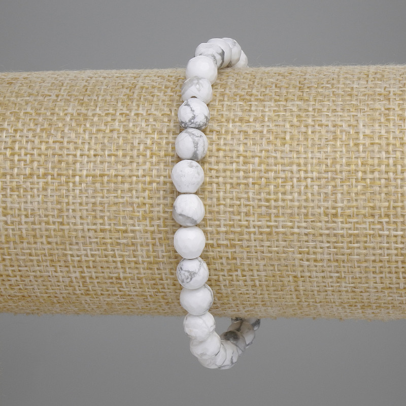Chalcedony Beaded Stretch Bracelet, 6mm round beads, 18cm length