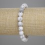 Chalcedony Bead Bracelet, faceted round beads 8mm, length 18cm adjustable stretch