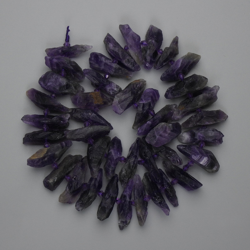 Amethyst Beads Natural Stone 23-28×9-12mm+- on Thread 40cm+-