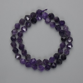 Amethyst Beads Faceted 8x7mm, on thread 39cm ±