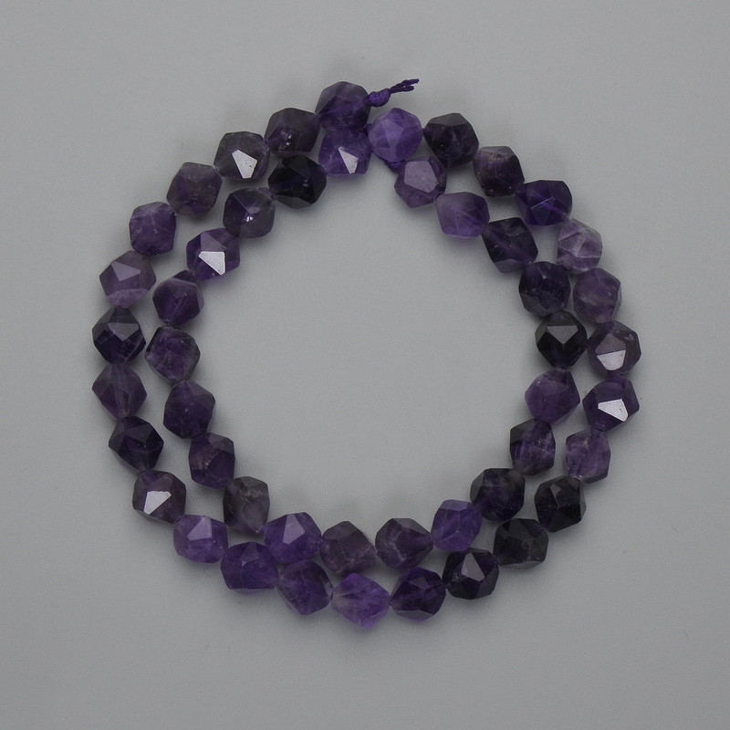 Amethyst Beads Faceted 8x7mm, on thread 39cm ±