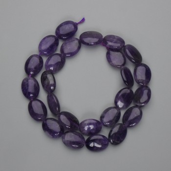 Amethyst Beads Elliptical 16×12mm ±, length 40cm ± on thread