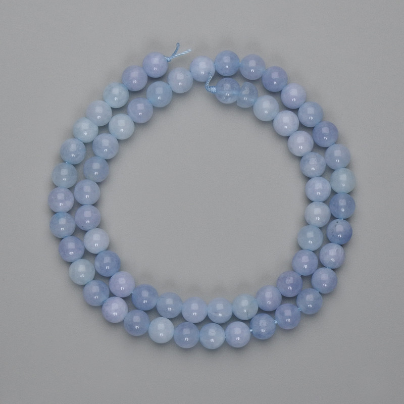 Aquamarine Beads smooth round ball 6mm +-, on thread length 38cm+-