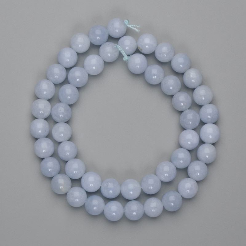 Aquamarine beads smooth ball 8mm+-, on a thread length 38cm+-