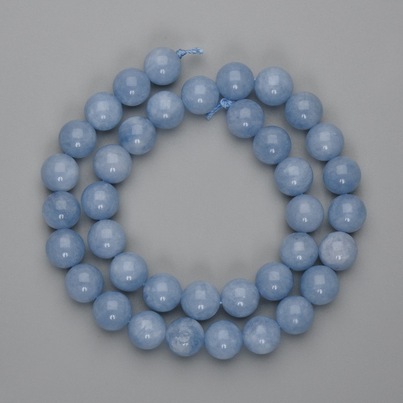 Aquamarine Beads smooth round 10mm ±, on thread 38cm ±