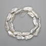 Baroque pearls with petrol glow on a thread 20-26×9-12 mm, length 41 cm