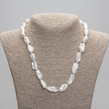 Necklace of natural baroque pearls, diameter 17-22×9-9, 5mm+-, length 45cm+- 5cm extender chain