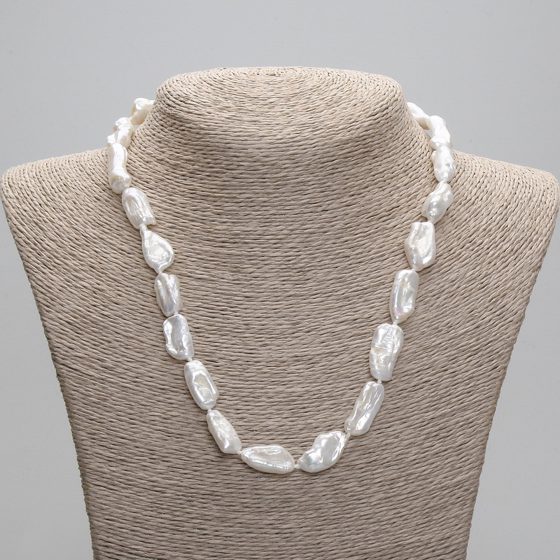 Necklace of natural baroque pearls, diameter 17-22×9-9, 5mm+-, length 45cm+- 5cm extender chain