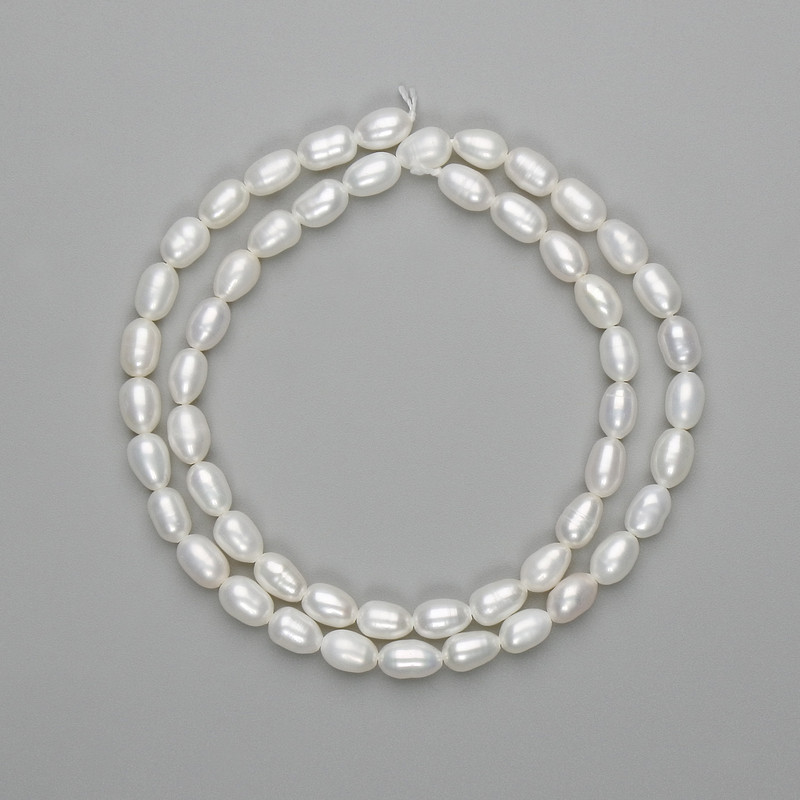 Natural freshwater pearl beads 6–6.5 mm, 5×4, 5 mm+, 35 cm length on a thread