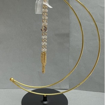 Half-Moon Stand for Sphere 24x17cm± with 10cm± legs and 16cm± chain length - gold-tone metal