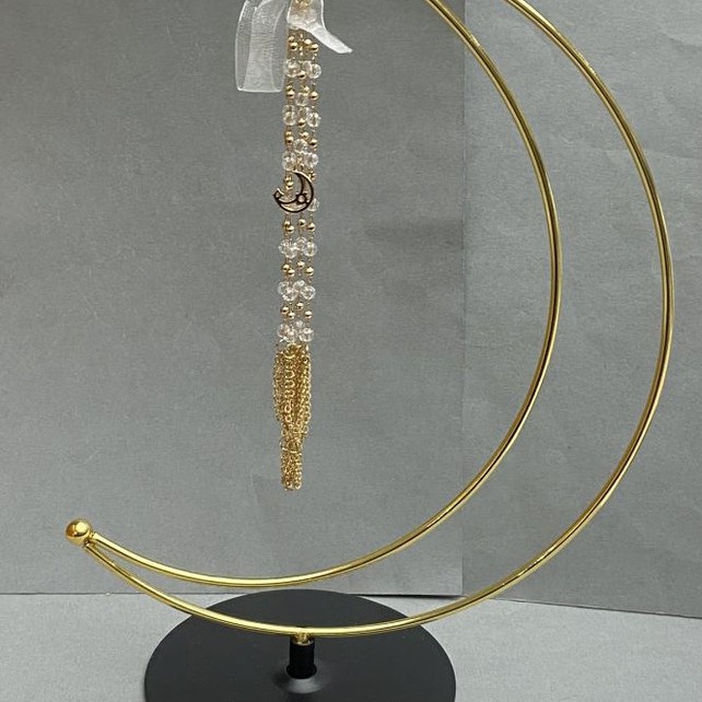 Half-Moon Stand for Sphere 24x17cm± with 10cm± legs and 16cm± chain length - gold-tone metal