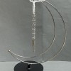 Crescent Moon Stand for Sphere 24×17 cm ±, base legs 10 cm ±, chain length 16 cm ±, silver metal