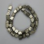 Pyrite Beads natural stone faceted unpolished, diameter 4-12×7-11mm + -, length 38cm + - on thread