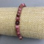 Rhodonite Bead-textured Cube Bracelet, diameter 5x5mm±, length 18cm± stretch