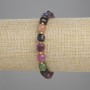 Tourmaline Beaded Bracelet with Faceted Cubes, 7x7mm cubes, 3mm seed beads, stretchy 18cm
