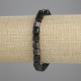 Bracelet, Silver Obsidian Faceted Cube, 6x6mm diameter, stretchy 18cm length