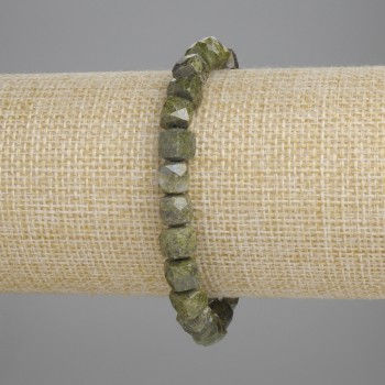 Bracelet Serpentine Beaded Cube, diameter 6x6mm±, length 18cm± stretch