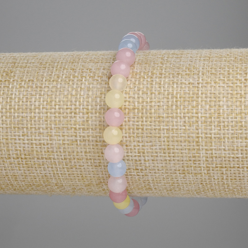 Morganite Bracelet Smooth Bead, 6mm diameter ±, 18cm length ± stretch