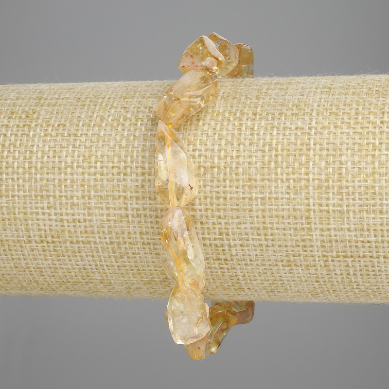 Bracelet Citrine tumbled stones, diameter 14-16x8-11mm, ±, length 18cm ± stretch