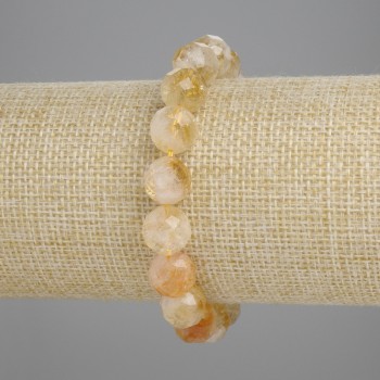 Bracelet Citrine Faceted Bead, diameter 10mm±, length 18cm± stretch