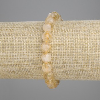 Bracelet Citrine Faceted Bead, 8mm diameter, stretchy length 18cm