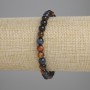 Bracelet Bull's-eye, Tiger's Eye and Hawk's Eye with smooth beads, diameter 6mm±, length 18cm±, stretch