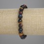 Bracelet Bull's Eye, Tiger's Eye and Hawk's Eye with Smooth Round Beads, diameter 8mm ±, length 18cm ±, Stretch