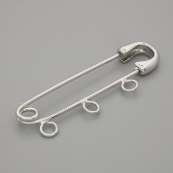 Brooch base with pin 41×12mm ± silver metal