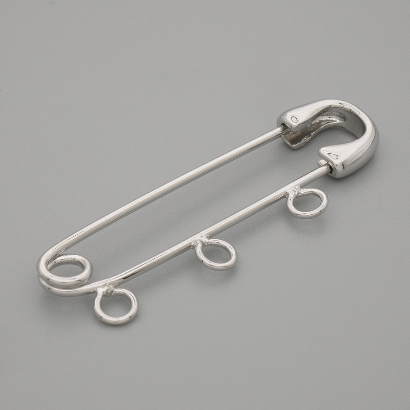Brooch base with pin 41×12mm ± silver metal
