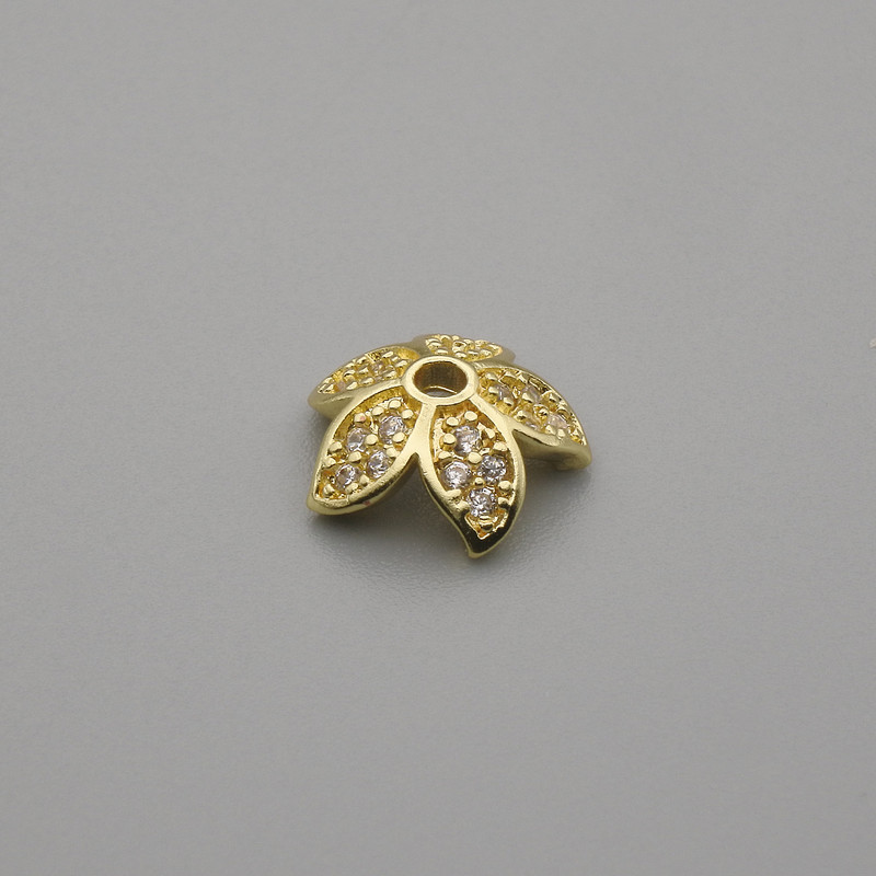 Bead cap for bead, gold colour, diameter 9x1mm±, hole diameter 2mm+
