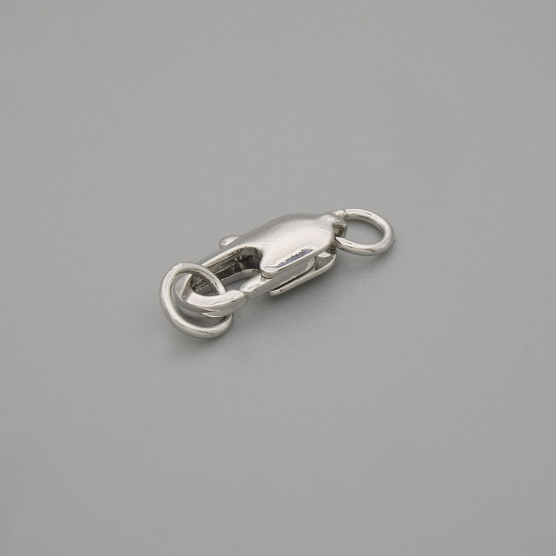 Crimp lobster clasp, 10x4mm diameter, silver colour