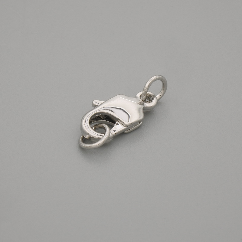 Price per 1pc. Lobster clasp, diameter 12.5×5mm± metal colour: silver