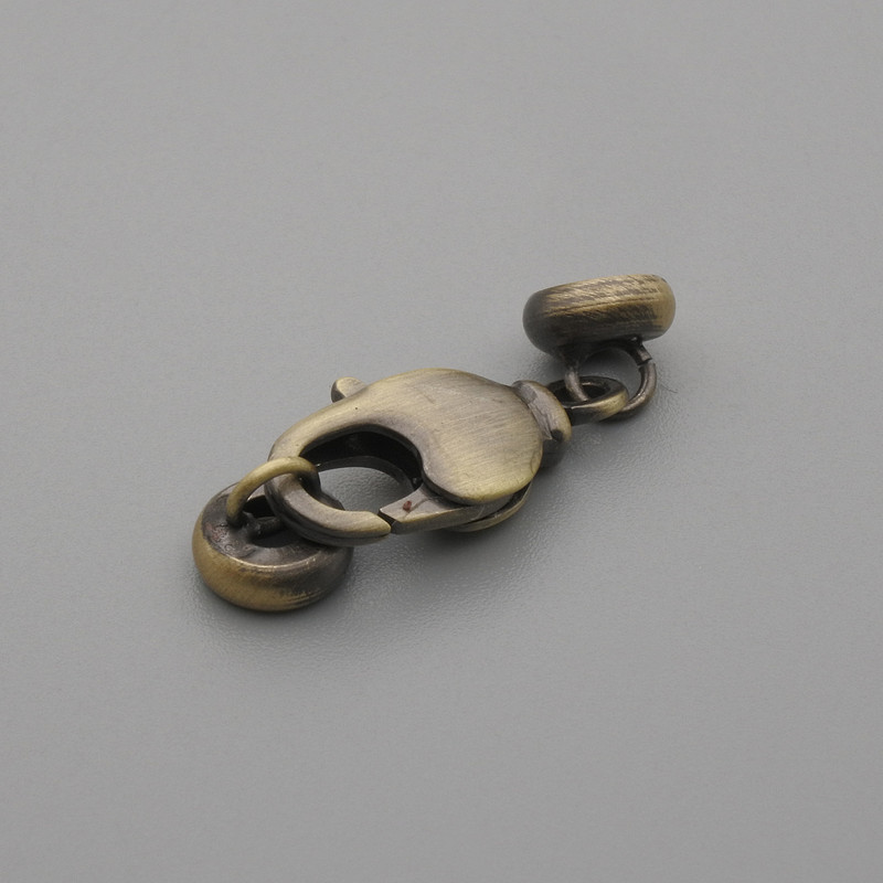 Price per 1 piece - Lobster clasp, 17x7mm+-, metal colour bronze, 6mm+- diameter