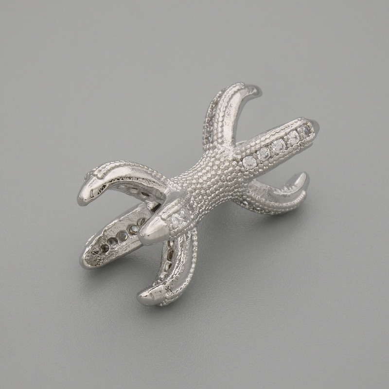 Findings bead inlay with rhinestones, metal colour silver, diameter 20x12mm± hole diameter 1.7mm± per piece