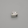 Bead finding with heart-shaped insert, silver colour metal, 6.5×6.5mm± hole 1.3mm± per piece