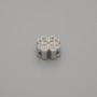 Pendant bead insert clover with rhinestones, metal color silver, diameter 7×7 mm, hole diameter approx. 1 mm, per 1 piece