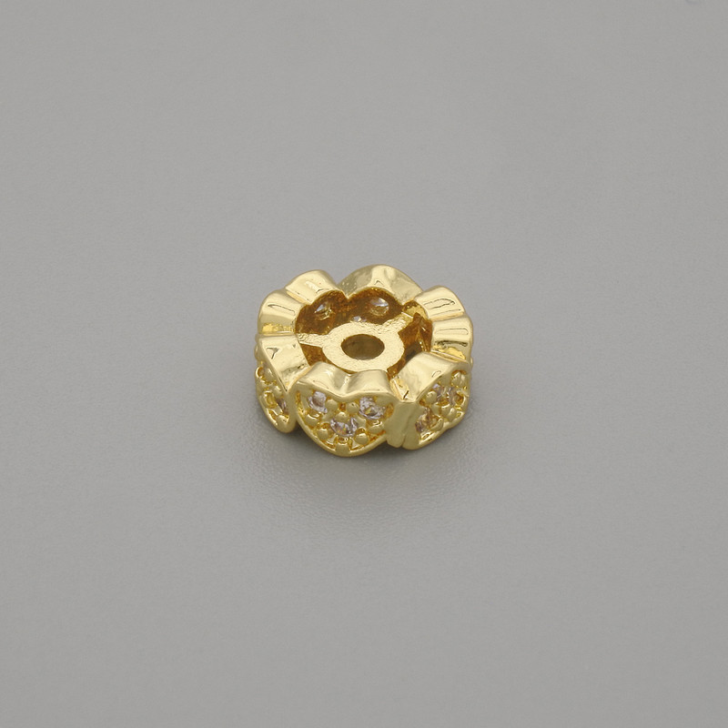 Bead Setting Insert, metal-colour Gold, diameter 8×3 mm ± hole diameter 1.8 mm ± per piece