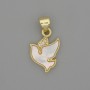 Pendant Blue Pearlized White Crystals Golden Metal, diameter 16x11mm±, length 20mm±