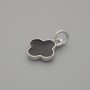 Pendant Clover Black Colour Silver Metal, diameter 10x10mm±, length 15mm±