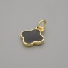 Shamrock pendant, black with golden metal, diameter 10×10mm±, length 15mm±
