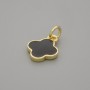 Shamrock pendant, black with golden metal, diameter 10×10mm±, length 15mm±