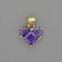Heart Pendant with Purple Rhinestones and Gold-Toned Metal, diameter 10x12mm±, length 17mm±