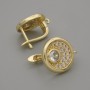 Earrings posts, golden metal with crystals 15×13mm + - pair
