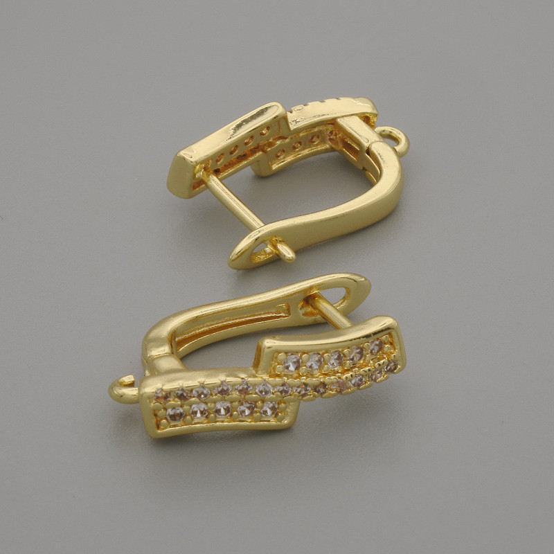 Earring posts, golden metal 16×3.5 mm + - pair