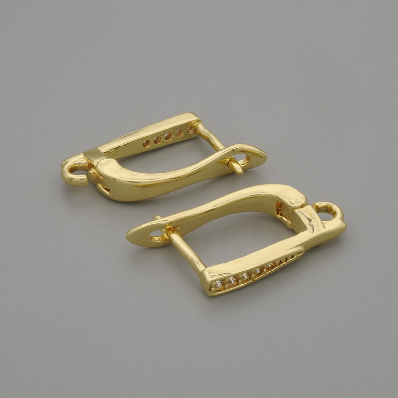 Earrings posts in golden metal 16×1.5 mm pair