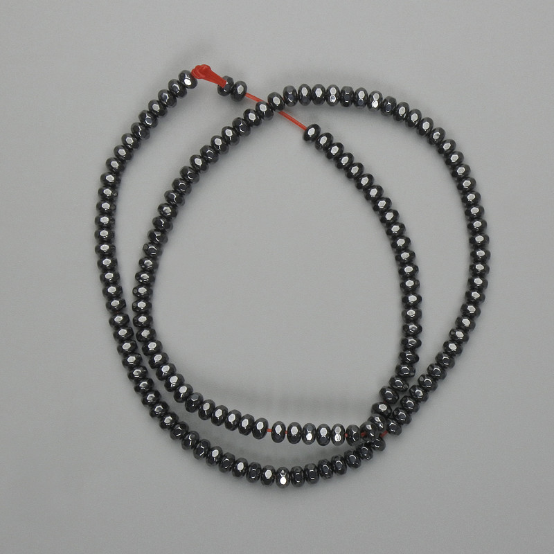Faceted Hematite Beads Rondelle 4x2.5mm+, length 40cm+