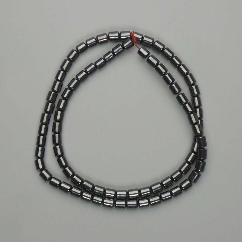 Hematite Cylinder Beads 5×4mm, 40cm Thread